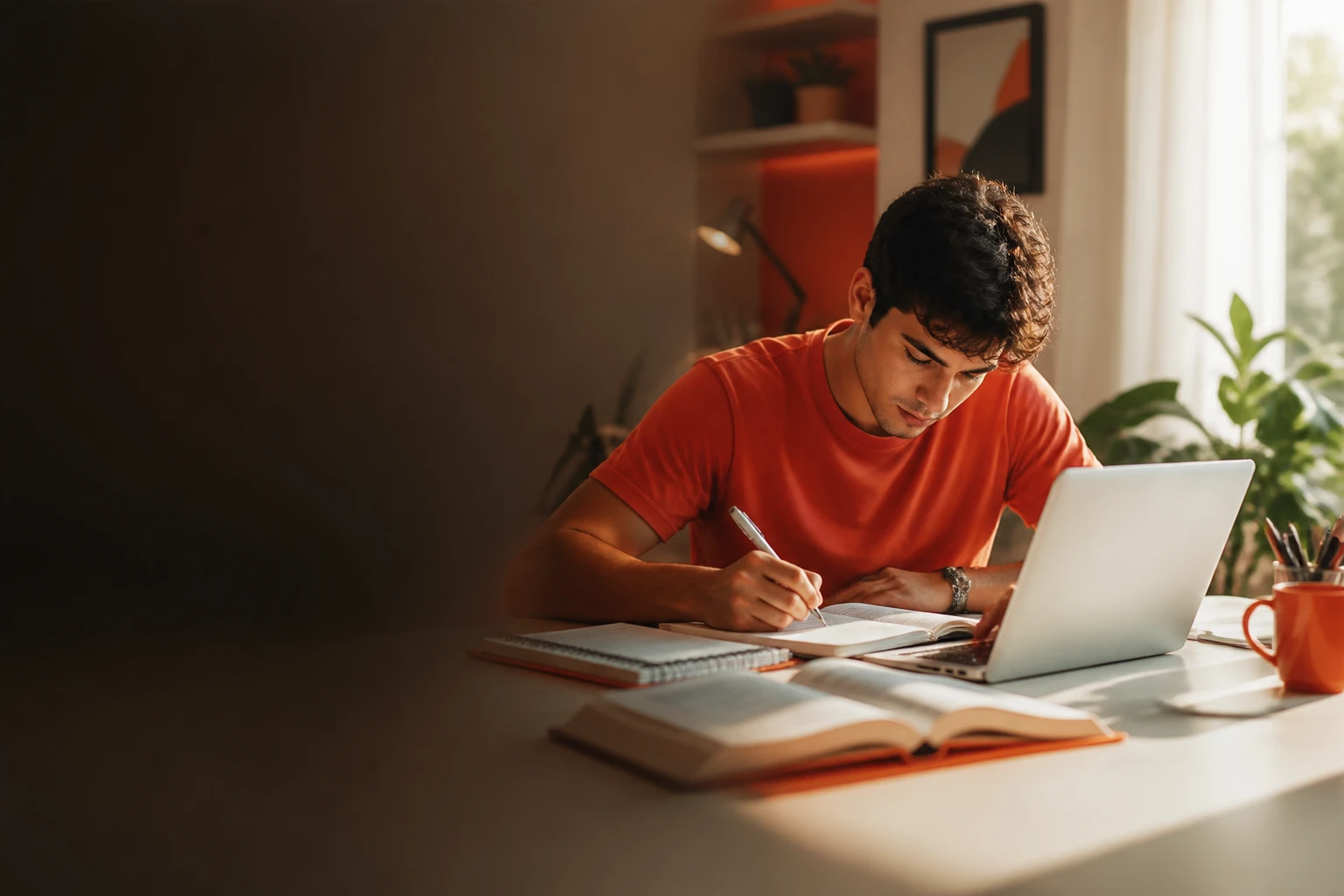 pessoa estudando em casa
